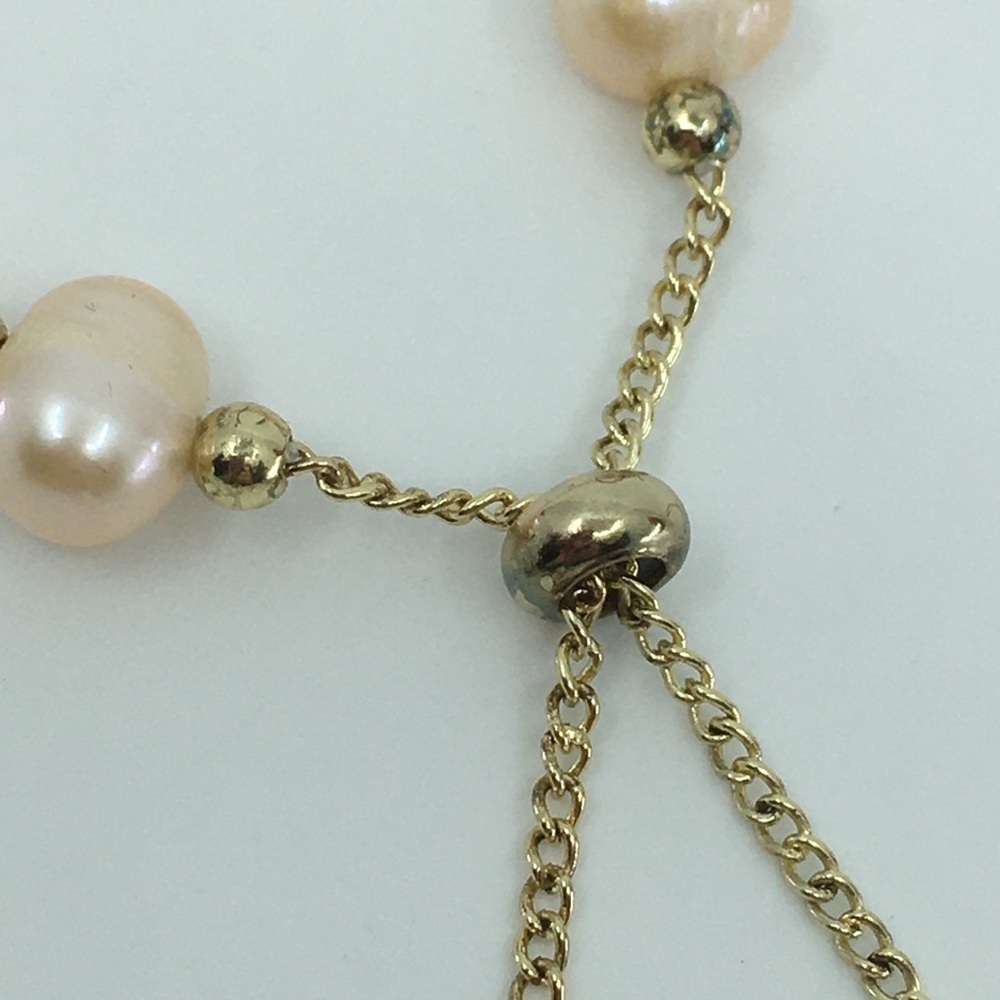 18k Gold Plated Freshwater Pearl Bracelet Anklet NEW in Original Box Adjustable - Picture 7 of 8